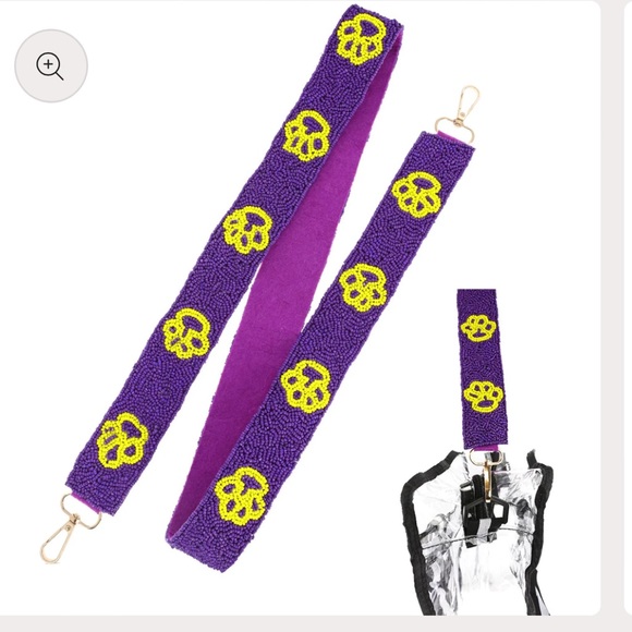 Accessories Lsu Purple And Yellow Beaded Paw Print Purse Strap Poshmark